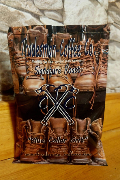 BLUE COLLAR GRIT: Sumatra dark roasted for the get it done attitude